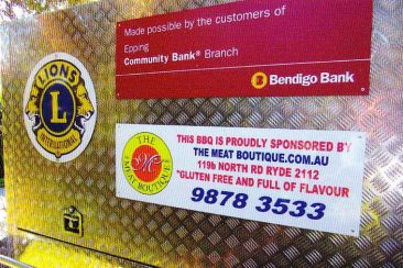 Bendigo Bank Sign on our BBQ Trailer